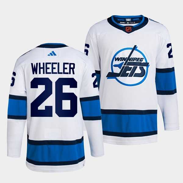 Mens Winnipeg Jets #26 Blake Wheeler White 2022 Reverse Retro Stitched Jersey Dzhi->winnipeg jets->NHL Jersey